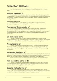 This is page 12 of the course notes for the ATEX training course, describing the various protection methods used
