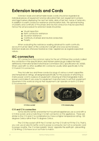 Page 24 of the course notes provided on the PAT testing course, describing the subtle differences between the various types of IEC lead that are often found connected to portable appliances
