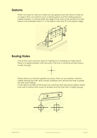 This is page 27 of the course notes for the bench fitting course, describing the procedures used for marking out holes accurately