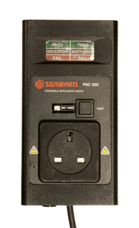 The PASS/FAIL type of PAT testers used on the PAT course